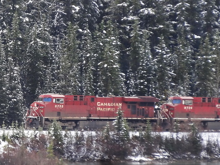 Le train rouge dans la neige
